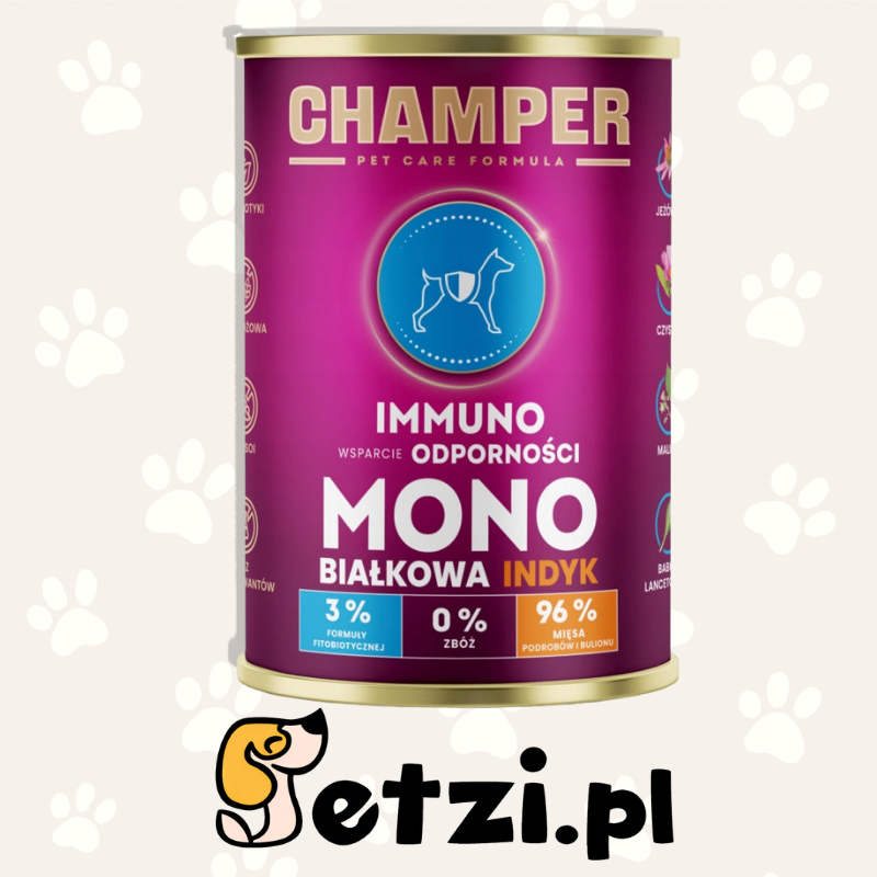 CHAMPER MOKRA KARMA DLA PSA IMMUNO MONOBIAŁKOWA INDYK 400G