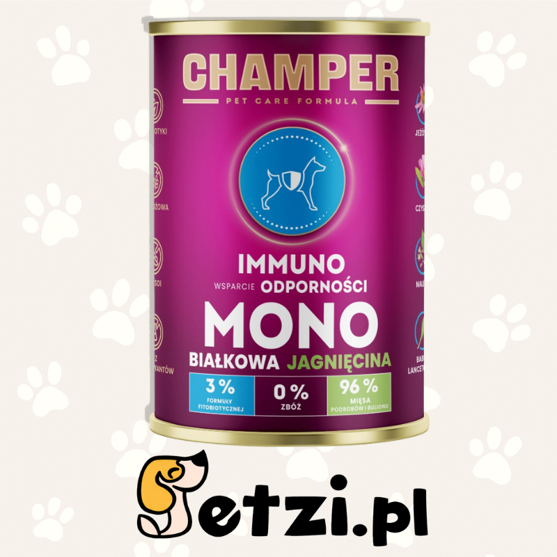 CHAMPER MOKRA KARMA DLA PSA IMMUNO MONOBIAŁKOWA JAGNIĘCINA 400G