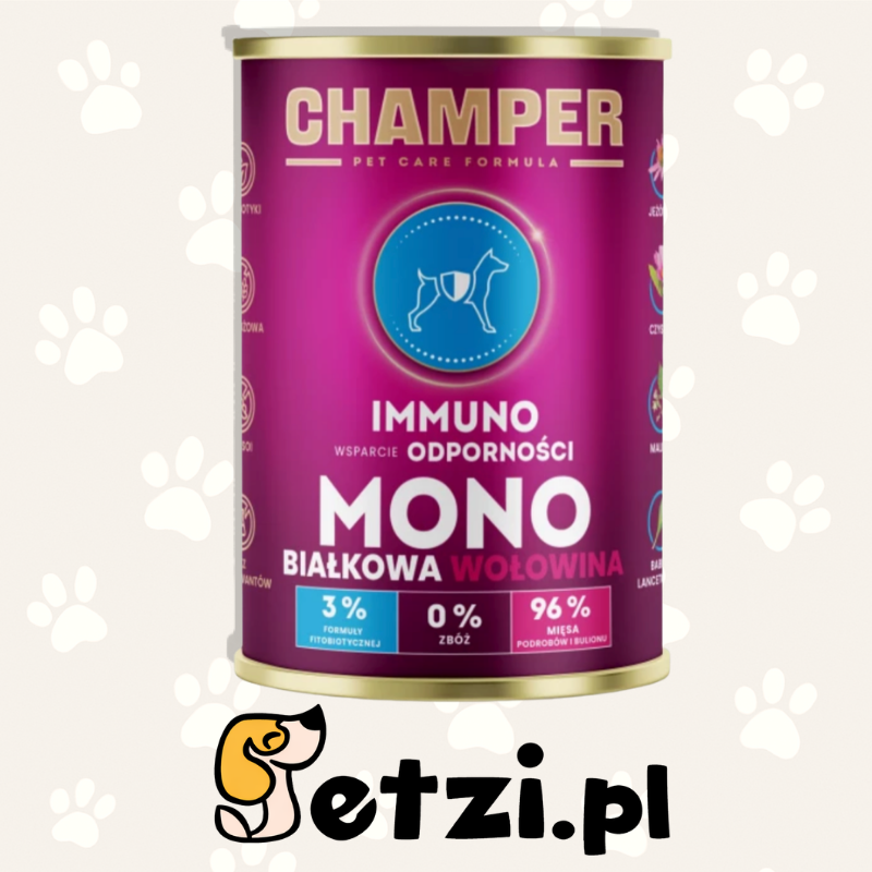 CHAMPER MOKRA KARMA DLA PSA IMMUNO MONOBIAŁKOWA WOŁOWINA 400G