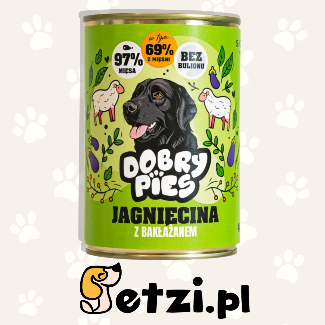 DOBRY PIES MOKRA KARMA DLA PSA JAGNIĘCINA, INDYK, BAKŁAŻAN 400G
