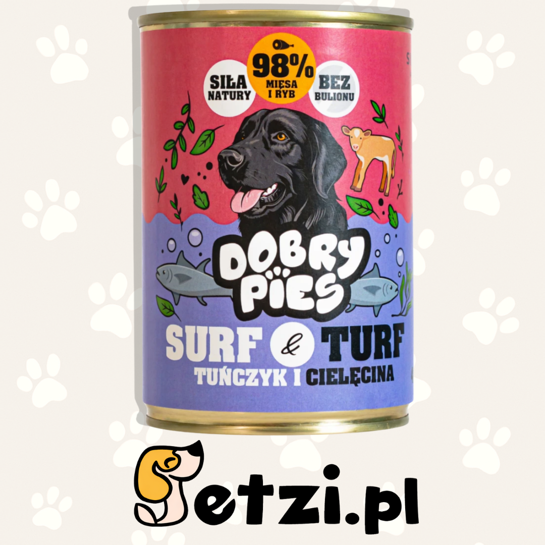 DOBRY PIES SURF TURF MOKRA KARMA DLA PSA TUŃCZYK I CIELĘCINA 400G