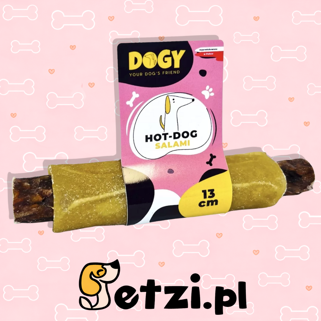 DOGY HOT DOG ZE ŻWACZEM SALAMI 13CM DLA PSA