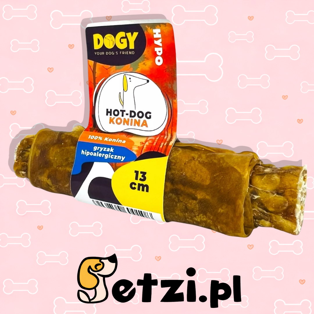 DOGY HYPO HOT DOG Z KONINY 13CM  100% SKÓRY KOŃSKIEJ DLA PSA