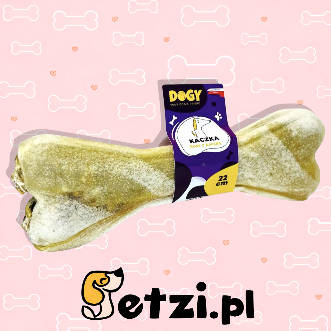 DOGY KOŚĆ Z KACZKĄ I JABŁKIEM 22CM - KOŚĆ DO GRYZIENIA I ŻUCIA