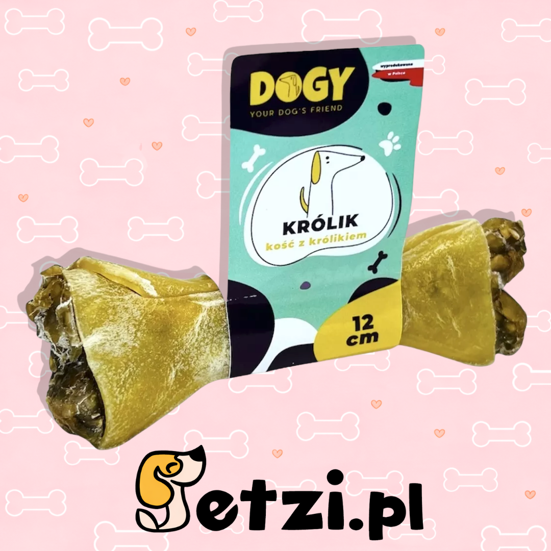 DOGY KOŚĆ Z KRÓLIKIEM I MARCHEWKĄ 12CM - KOŚĆ DO GRYZIENIA I ŻUCIA