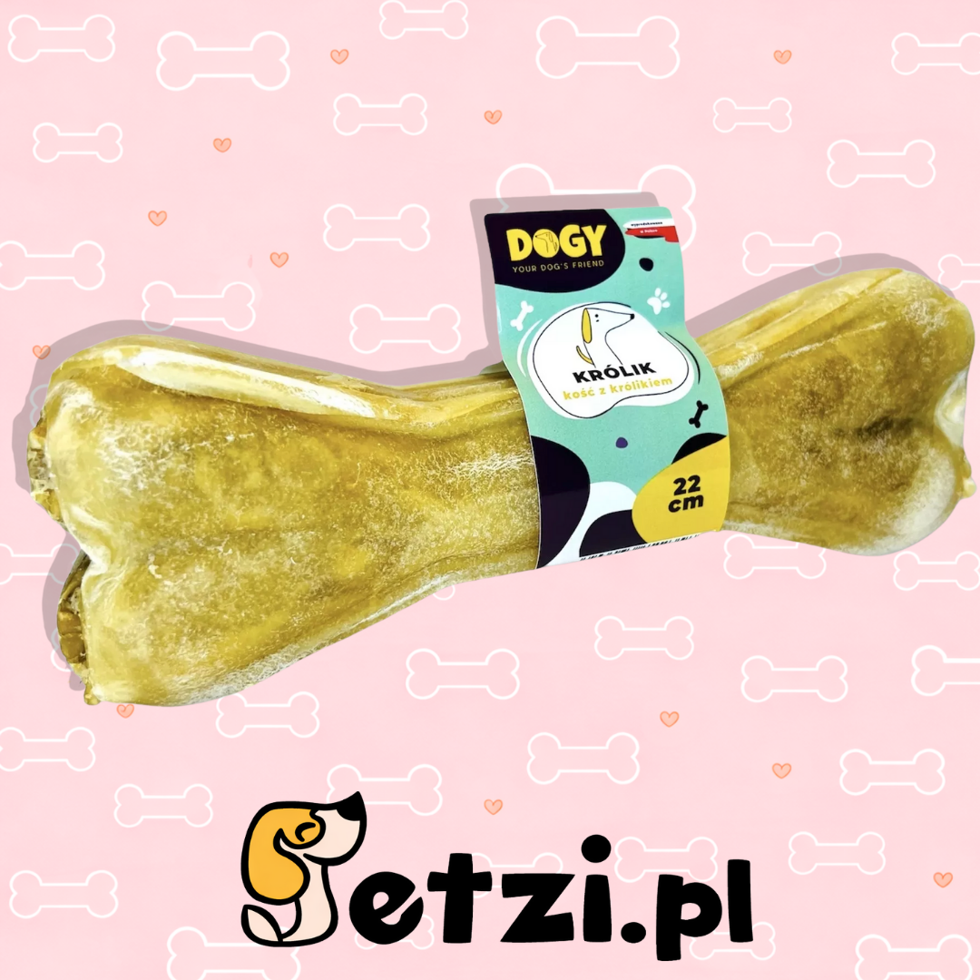 DOGY KOŚĆ Z KRÓLIKIEM I MARCHEWKĄ 22CM - KOŚĆ DO GRYZIENIA I ŻUCIA