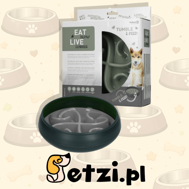 EAT SLOW LIVE LONGER TUMBLE FEEDER MISKA SPOWALNIAJĄCA SZARA