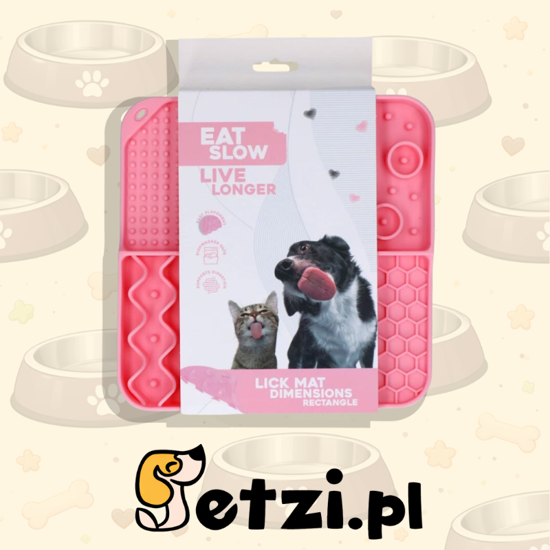 EAT SLOW LIVE LONGER LICK MAT DIMENSIONS RECTANGLE PINK