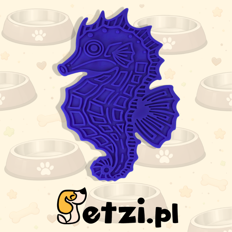 EAT SLOW LIVE LONGER LICK MAT SEAHORSE BLAUW