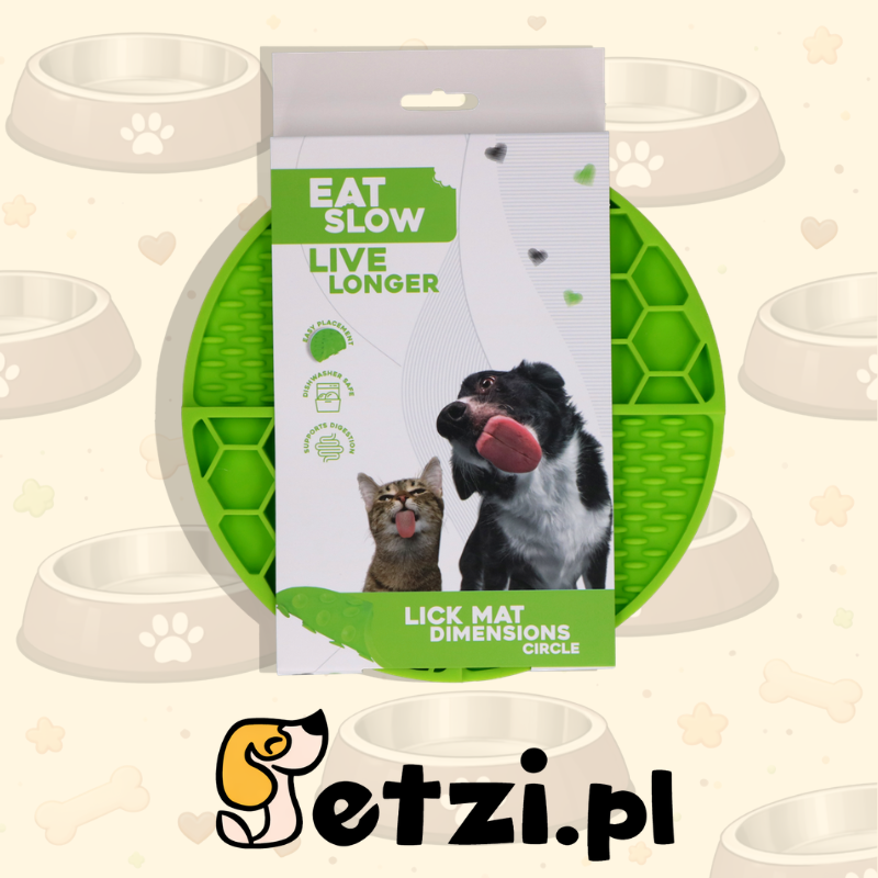EAT SLOW LIVE LONGER LICK MAT DIMENSIONS CIRCLE  GREEN
