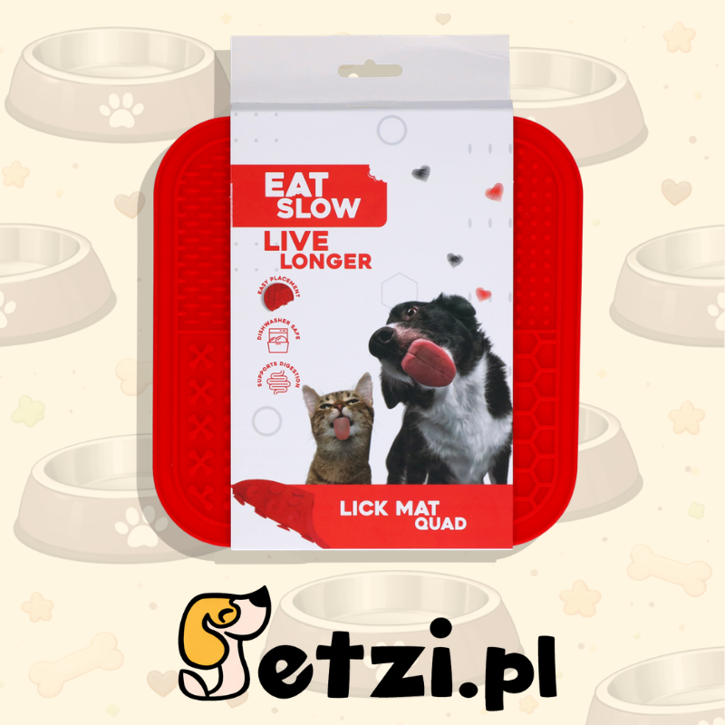 EAT SLOW LIVE LONGER LICK MAT QUAD RED