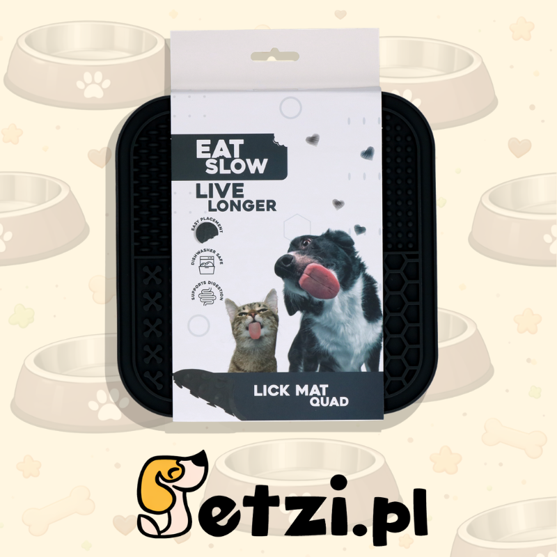 EAT SLOW LIVE LONGER LICK MAT QUAD GREY