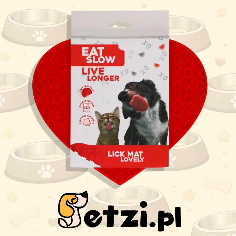 EAT SLOW LIVE LONGER LICK MAT LOVELY RED