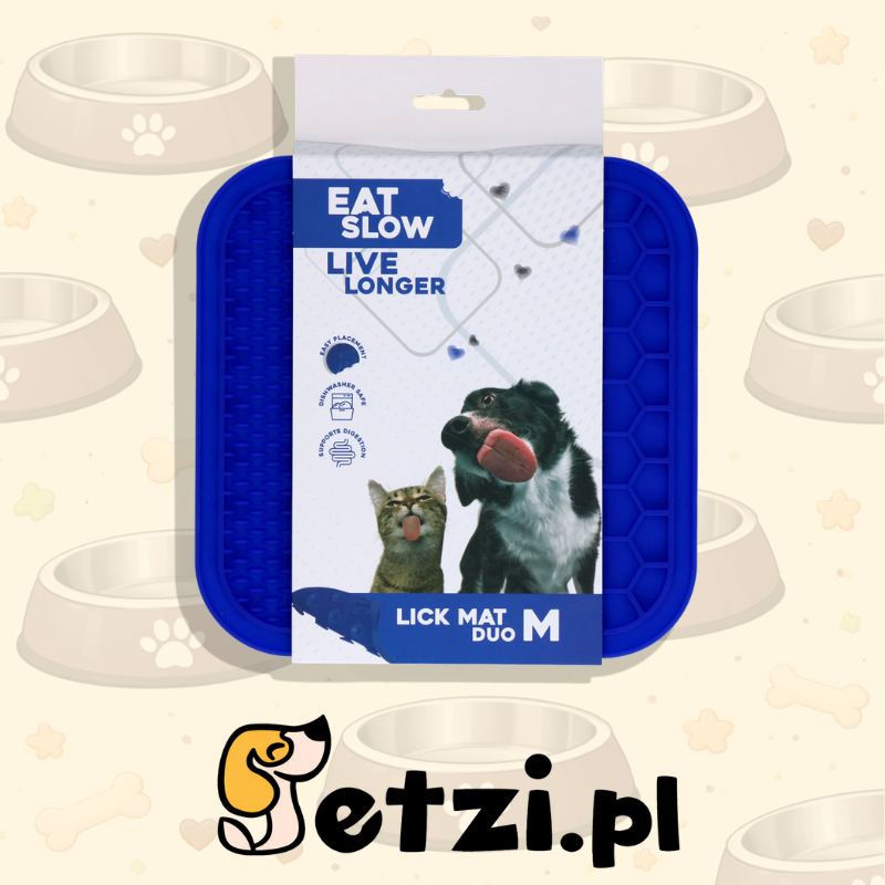 EAT SLOW LIVE LONGER LICK MAT DUO M BLUE