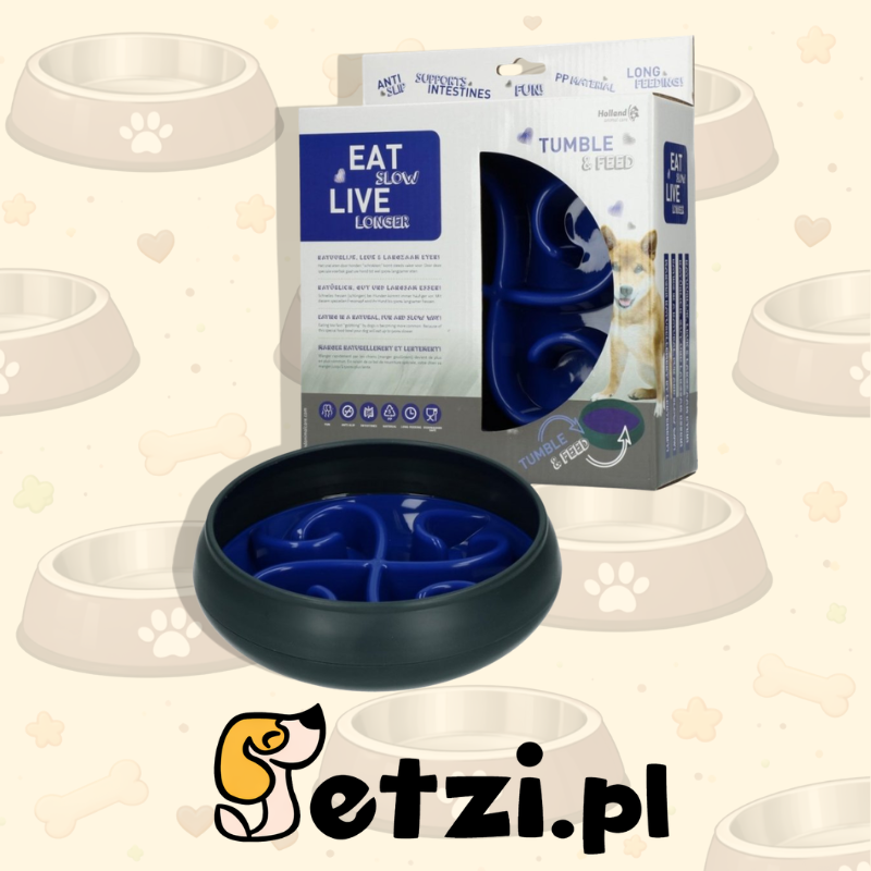 EAT SLOW LIVE LONGER TUMBLE FEEDER BLUE