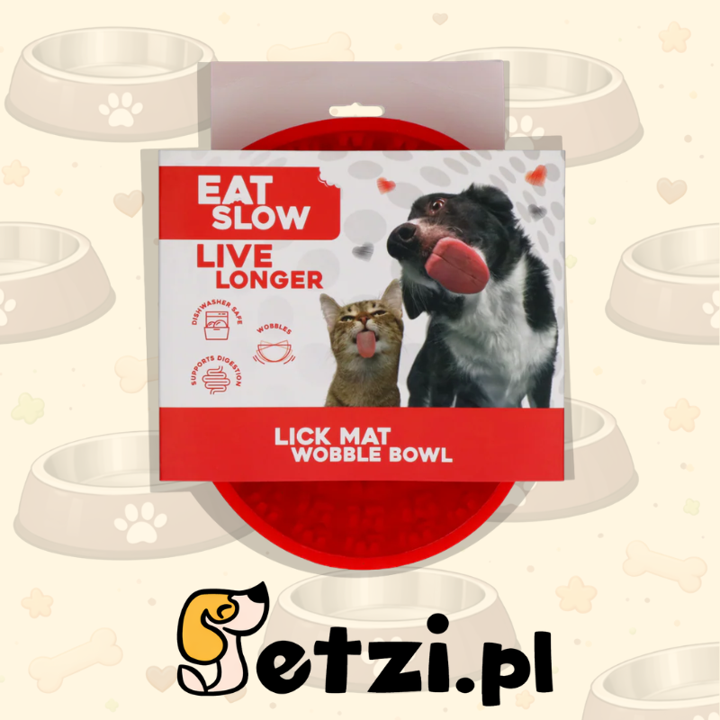 EAT SLOW LIVE LONGER LICK MAT WOBBLE BOWL RED
