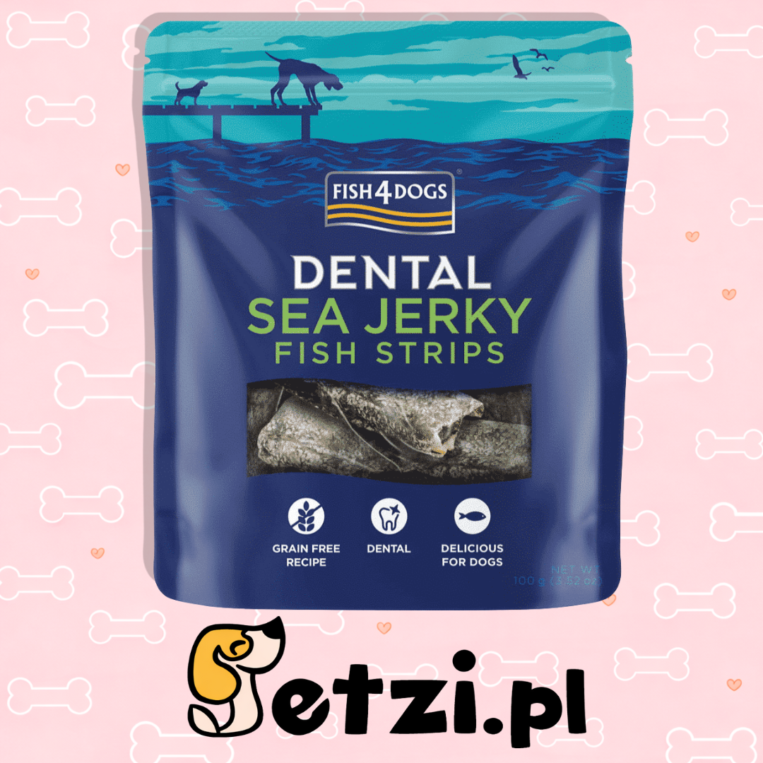 FISH4DOGS DENTAL SEA JERKY PRZYSMAKI DLA PSA FISH SKINNY STRIPS 115G