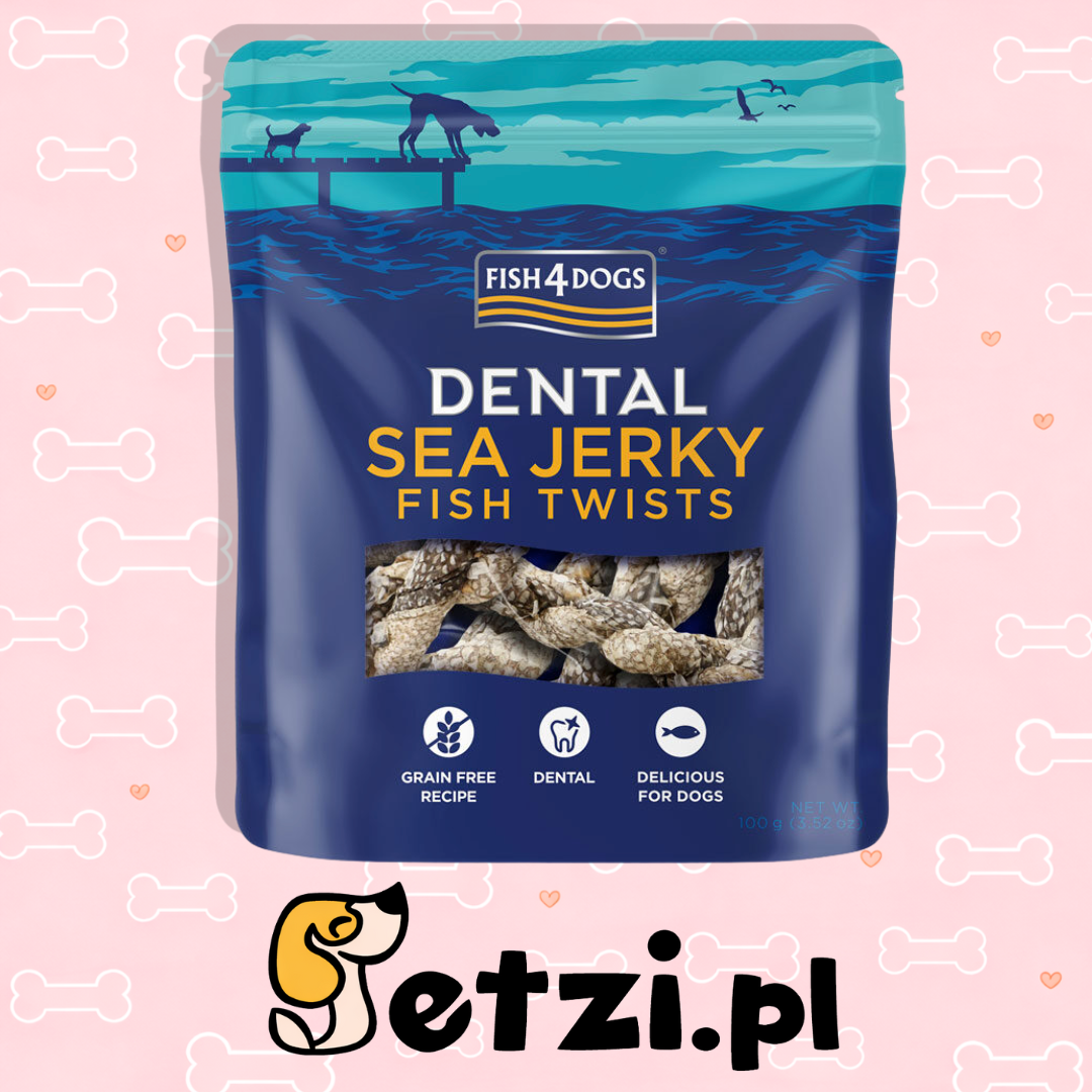 FISH4DOGS DENTAL SEA JERKY PRZYSMAKI DLA PSA FISH TWISTS 115G
