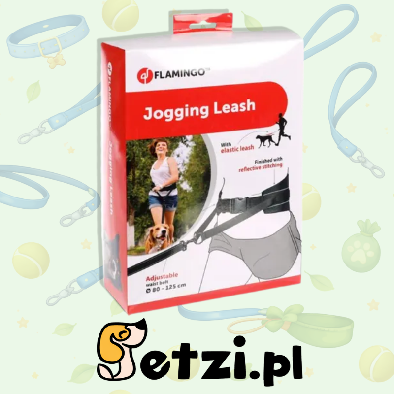 FLAMINGO JOGGING LEASH WITH WAIST BELT CANICROSS BLACK 125-140CM 80-125CM