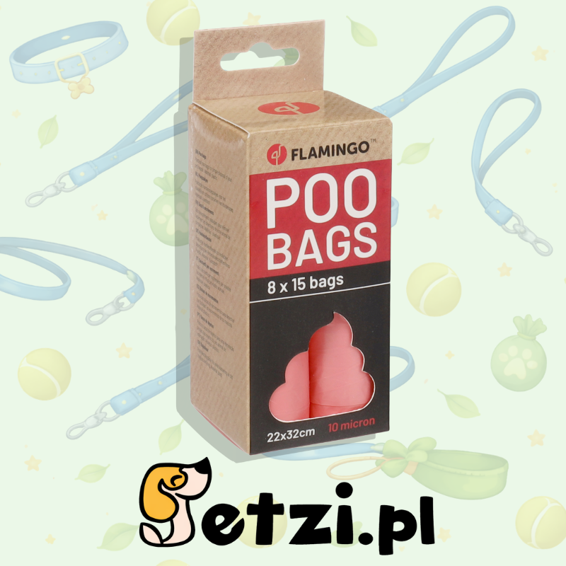 FLAMINGO POOP BAG BASIC PASTEL PINK 8X15PCS