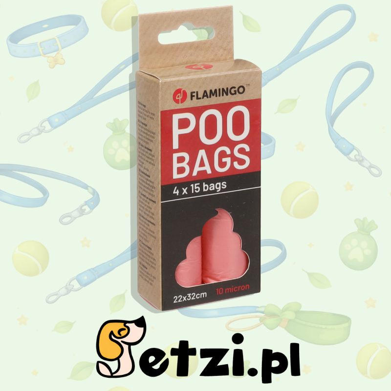 FLAMINGO POOP BAG BASIC PASTEL PINK 4X15PCS