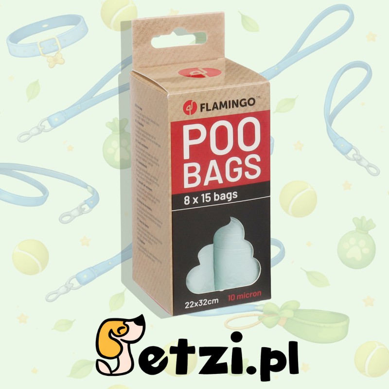 FLAMINGO POOP BAG BASIC PASTEL GREEN 8X15PCS