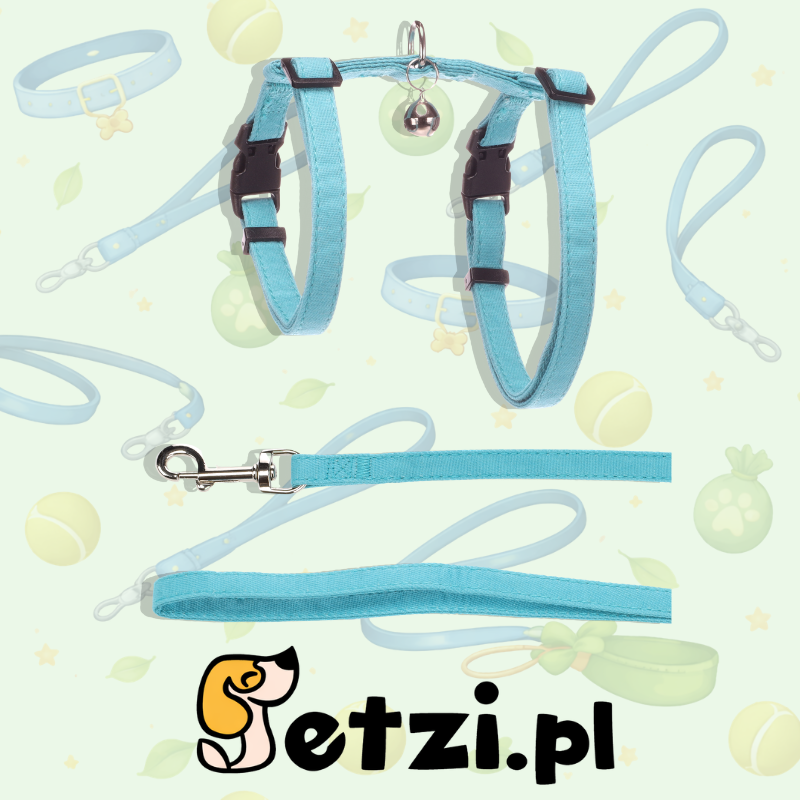 FLAMINGO CAT HARNESS WITH LEASH KITTEN LOMI LIGHT BLUE 15-22CM 20-30CM 120CM 10MM
