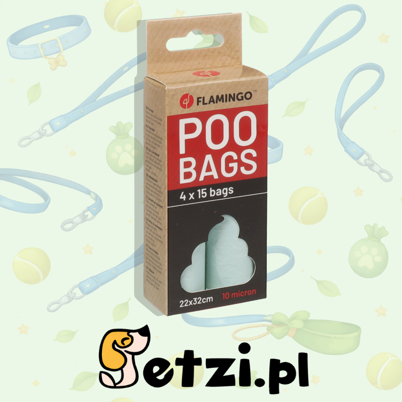 FLAMINGO POOP BAG BASIC PASTEL GREEN 4X15PCS