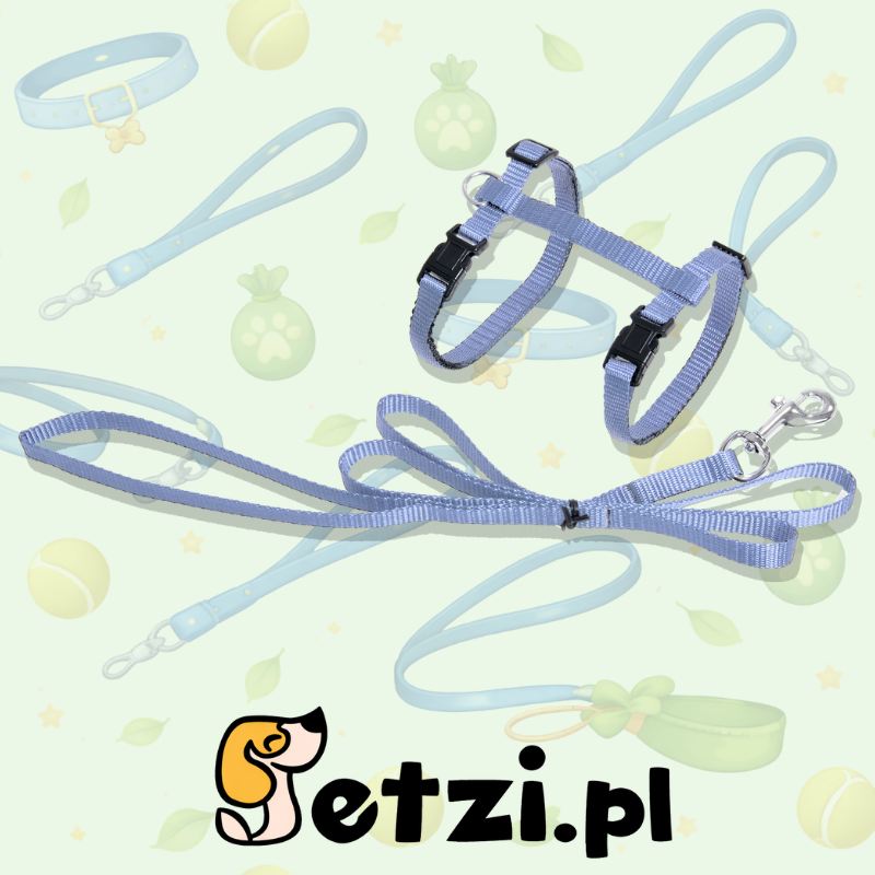 FLAMINGO CAT HARNESS WITH LEASH ZIGGI LIGHT BLUE 22-36CM 27-46CM 110CM 10MM