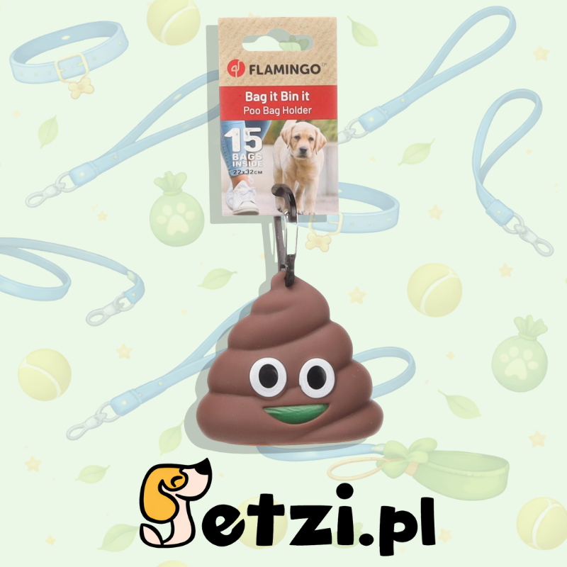FLAMINGO POO BAG HOLDER DROPPIE BROWN + 1 ROLL 9X5X8,5CM