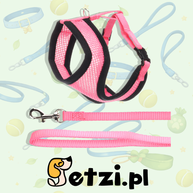 FLAMINGO CAT HARNESS WITH LEASH KITTEN HARMS PINK 28CM 32-41CM 110CM 10MM