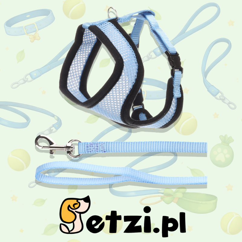 FLAMINGO CAT HARNESS WITH LEASH KITTEN HARMS BLUE 28CM 32-41CM 110CM 10MM