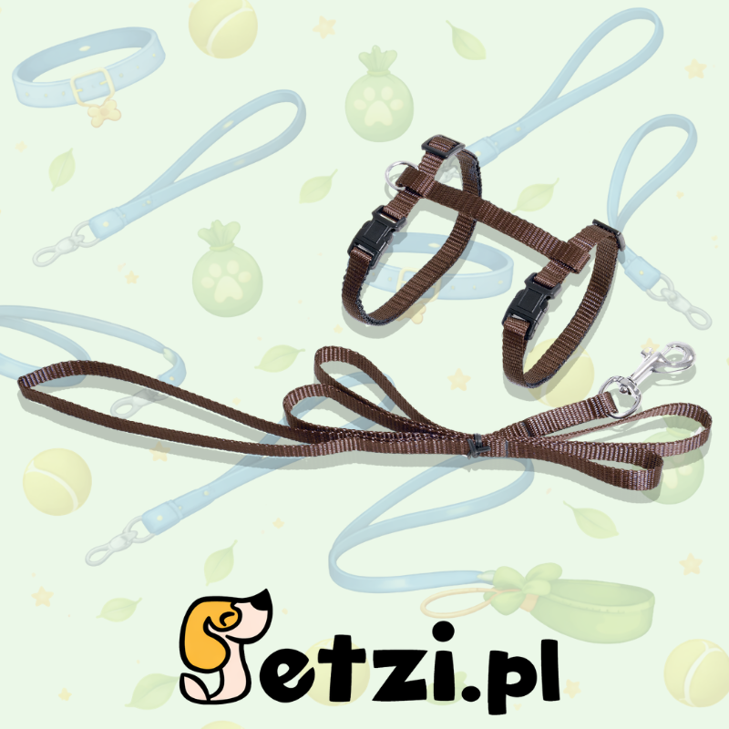 FLAMINGO CAT HARNESS WITH LEASH ZIGGI BROWN 22-36CM 27-46CM 110CM 10MM