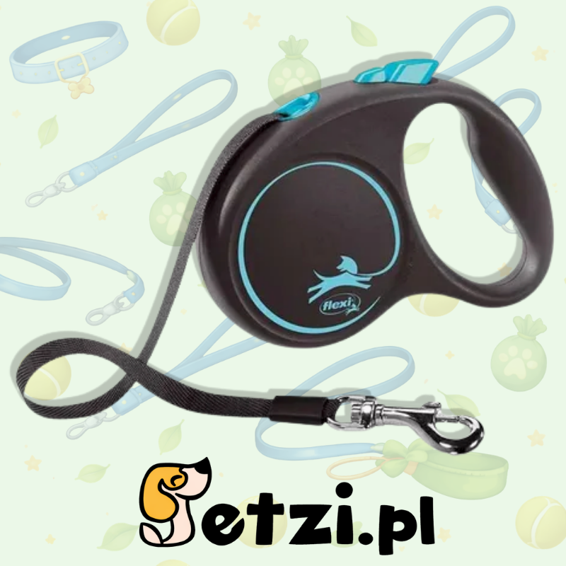 FLEXI BLACK DESIGN M SMYCZ AUTOMATYCZNA CORD 5 M CZARNO/ JASNONIEBIESKA