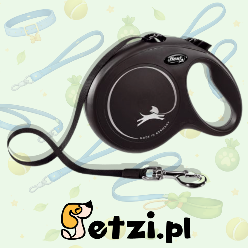 FLEXI NEW CLASSIC L SMYCZ AUTOMATYCZNA TAŚMA 8 M CZARNA
