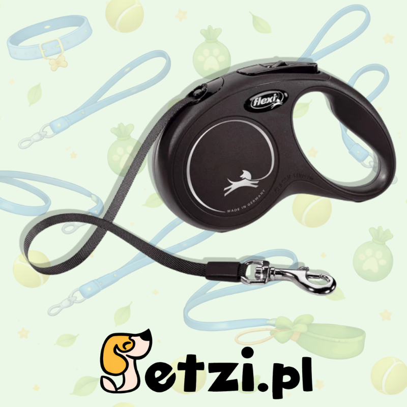 FLEXI NEW CLASSIC M SMYCZ AUTOMATYCZNA TAŚMA 5 M CZARNA