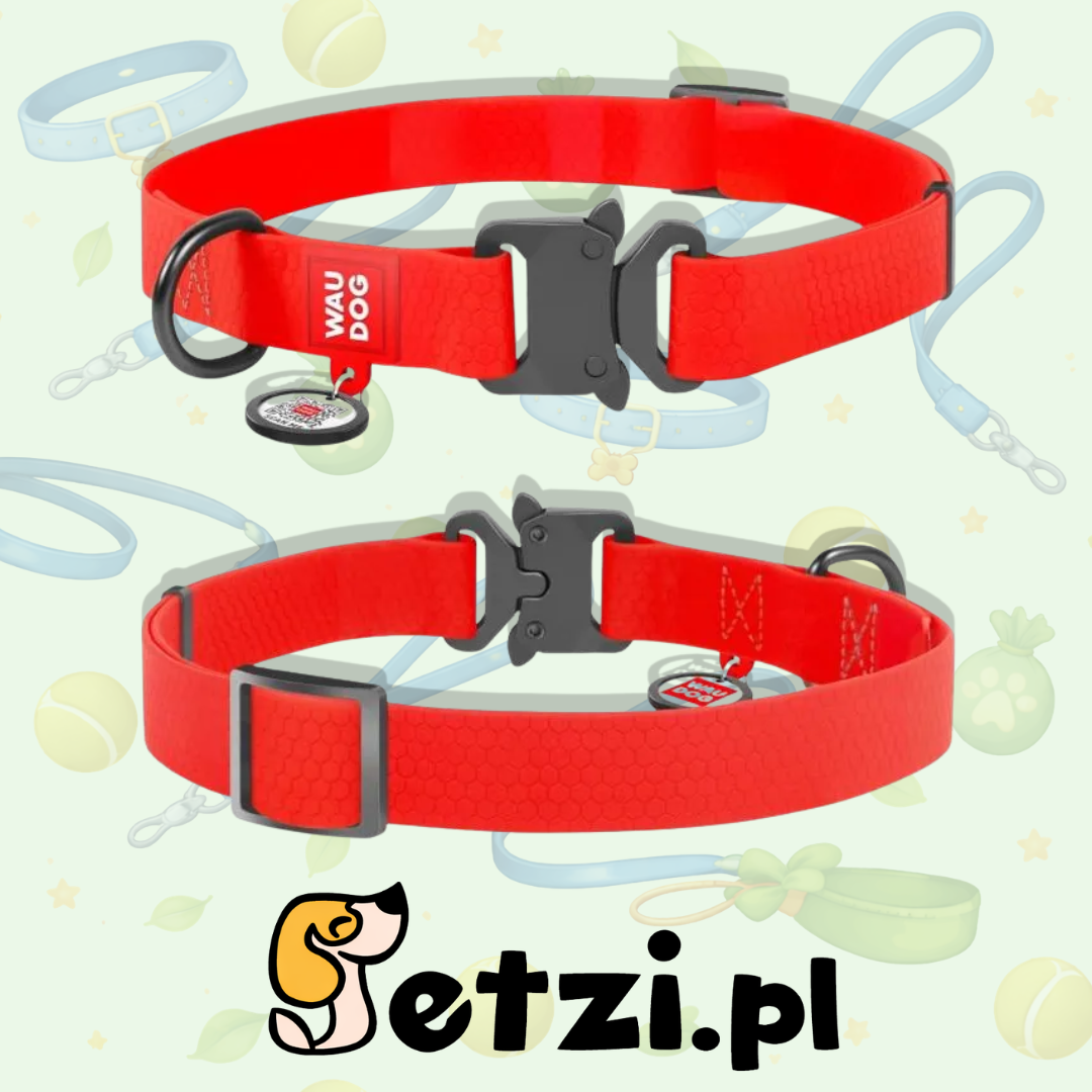 WAUDOG WATERPROOF OBROŻA METALOWY FASTEX 25 MM DL. 34-49CM CZERWONO