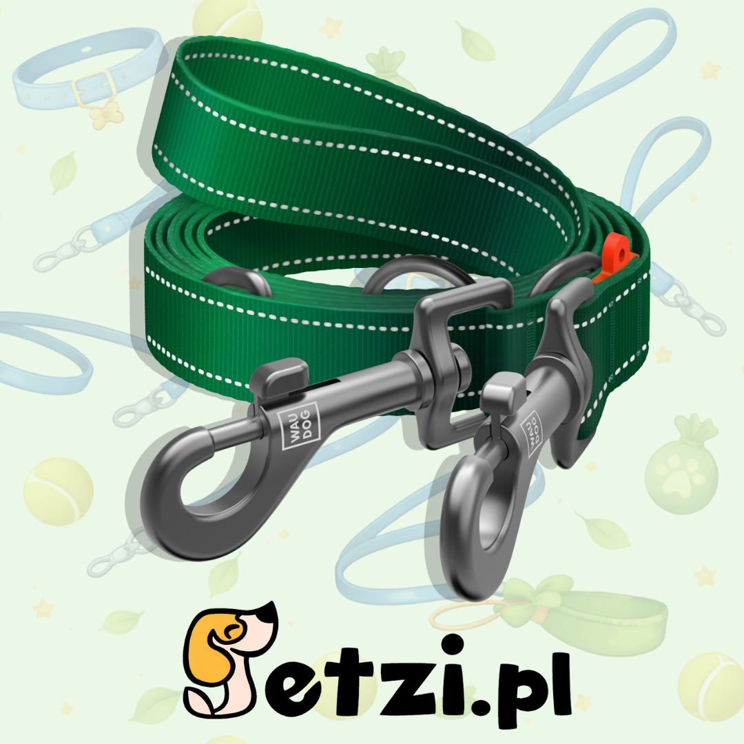 WAUDOG NYLON MONO SMYCZ PRZEPINANA ODBLASKOWA M 20 MM 300CM ZIELONY