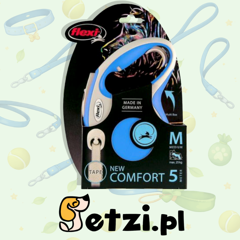 FLEXI NEW COMFORT M SMYCZ AUTOMATYCZNA TAPE 5M NIEBIESKI