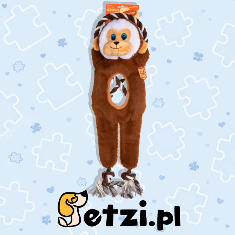 GROWL JUNGLE TUGZ MONKEY BROWN - PLUSZOWA ZABAWKA