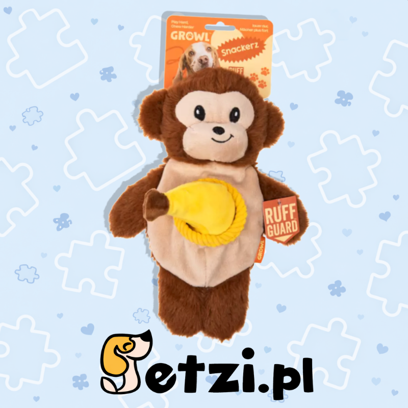 GROWL SNACKERZ MONKEY BROWN - PLUSZOWA ZABAWKA Z UKRYTĄ PRZEKĄSKĄ