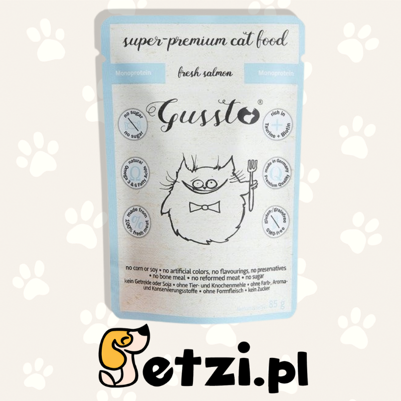 GUSSTO MOKRA KARMA DLA KOTA ŁOSOŚ 85G