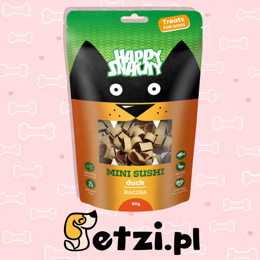 HAPPY SNACKY MINI SUSHI Z KACZKI PRZYSMAKI DLA PSA 80G