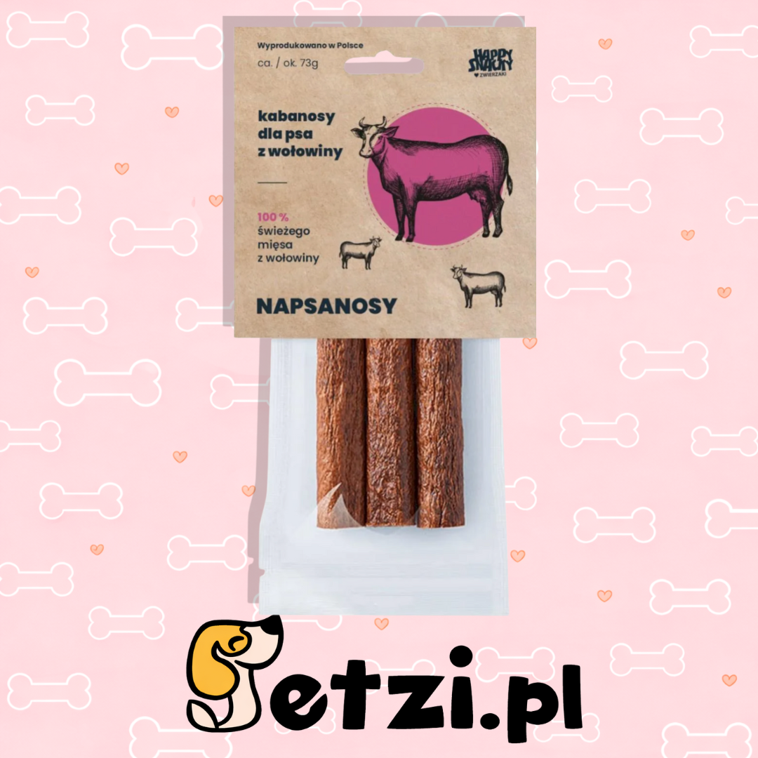 HAPPY SNACKY NAPSANOSY PRZYSMAKI DLA PSA Z WOŁOWINY 3SZT