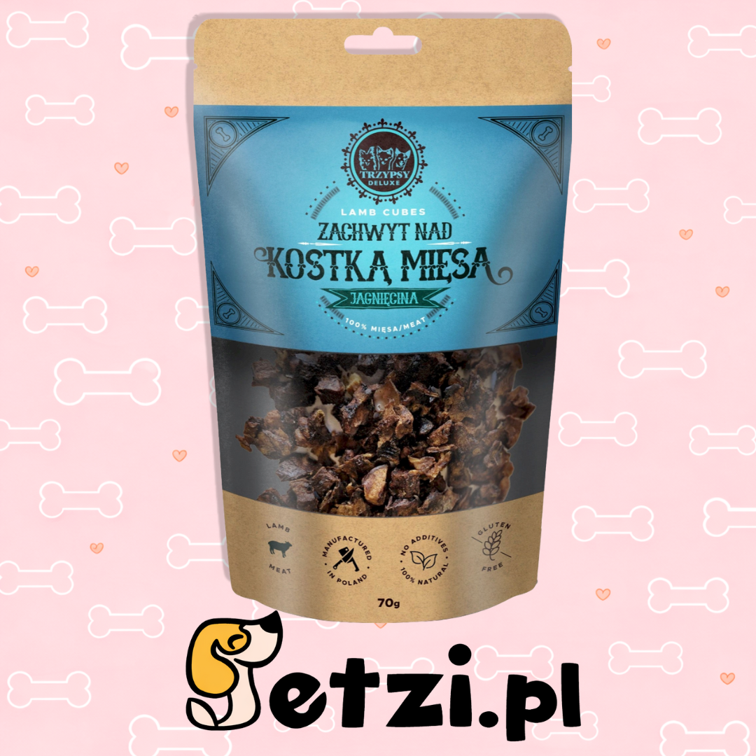 HAPPY SNACKY ZACHWYT NAD KOSTKĄ MIĘSA PRZYSMAKI DLA PSA Z JAGNIĘCINY 70G