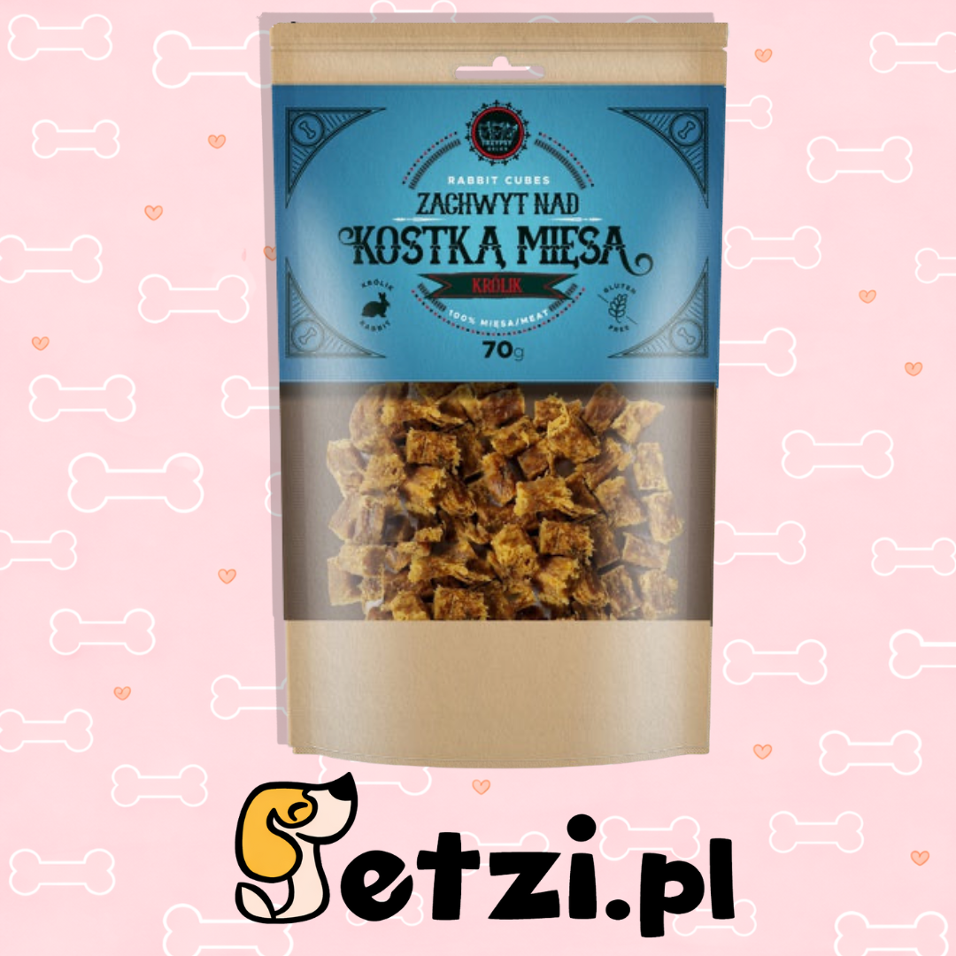 HAPPY SNACKY ZACHWYT NAD KOSTKĄ MIĘSA PRZYSMAKI DLA PSA Z KRÓLIKA 70G