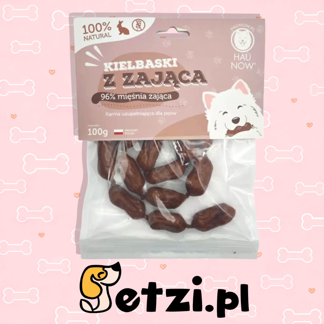 HAUNOW KIEŁBASKI PRZYSMAKI DLA PSA ZAJĄC 100G