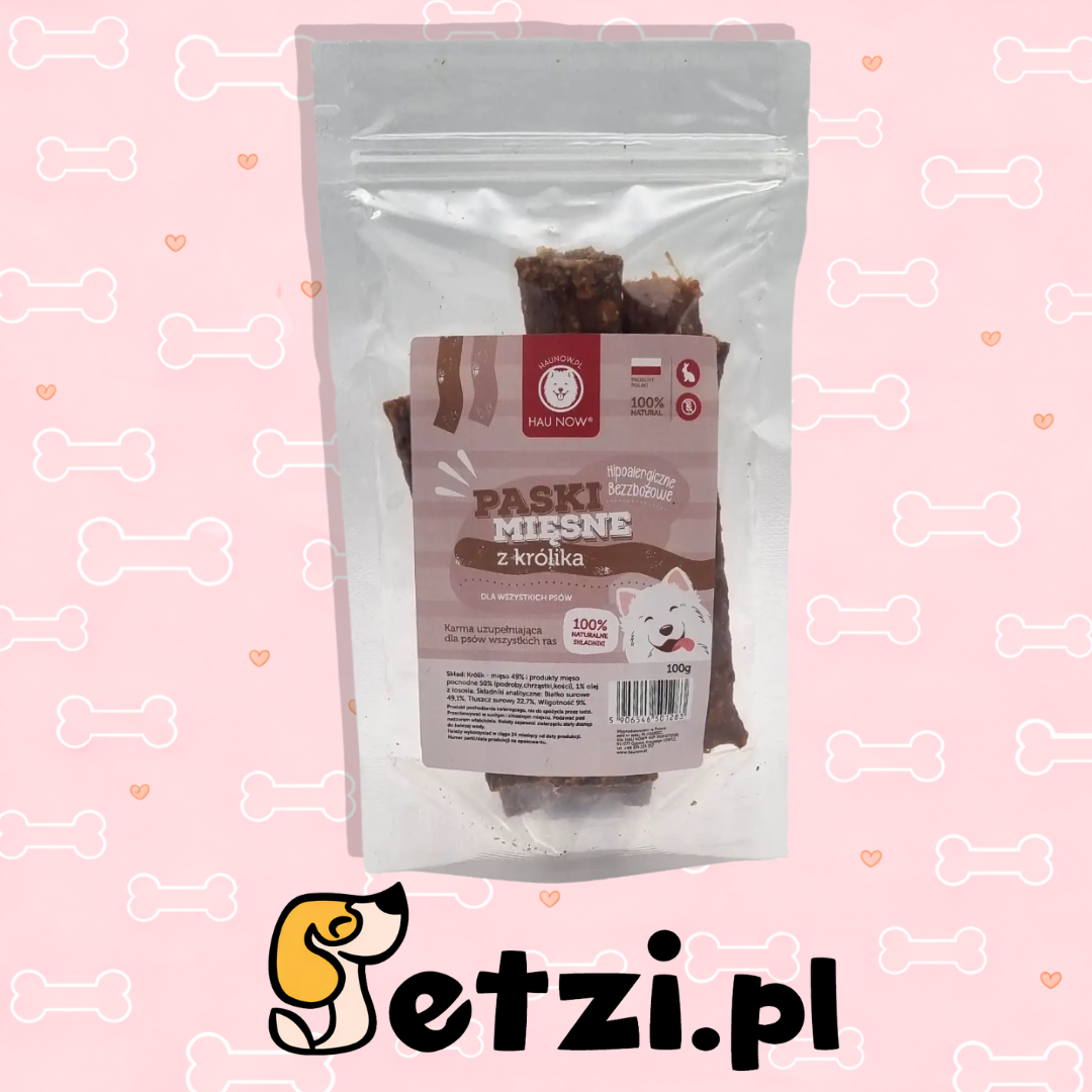 HAUNOW PASKI MIĘSNE PRZYSMAKI DLA PSA KRÓLIK 100G