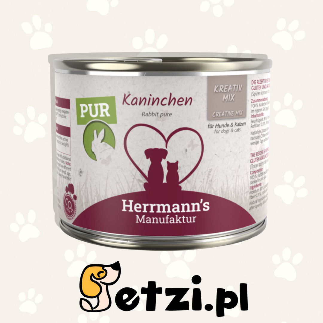 HERRMANN'S MANUFAKTUR MOKRA KARMA DLA PSA MOKRA KARMA DLA KOTA KANINCHEN KRÓLIK 200G