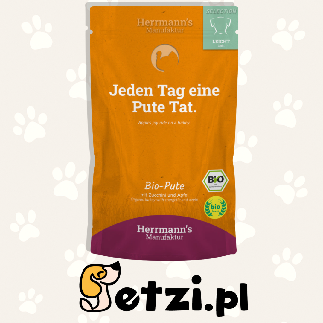 HERRMANN'S MANUFAKTUR MOKRA KARMA DLA PSA SELECTION LIGHT DOG BIO PUTE - INDYK Z CUKINIĄ 150G